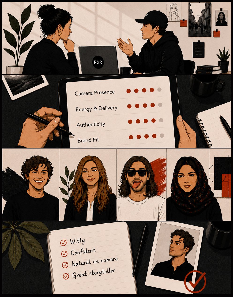 Live castings, performance notes, real people, personality checks